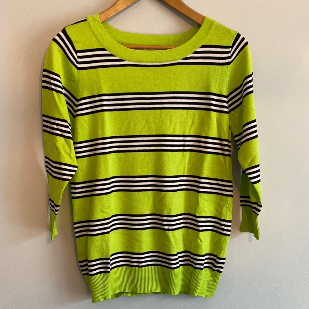 Joseph A. Lime Green Striped Sweater